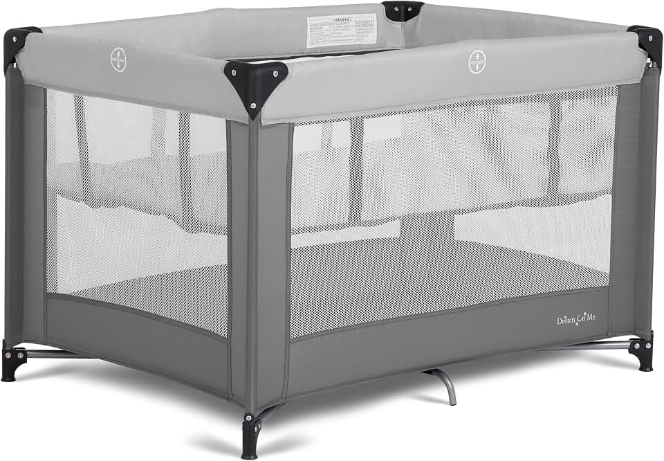 Dream On Me Zazzy Portable Baby Playard with Bassinet, Travel Carry Bag | Converts from Bassinet to Playard, For Infants &amp; Toddlers, Quick Fold &amp; Compact for Indoor, Outdoor &amp; Travel, ASTM, Gray