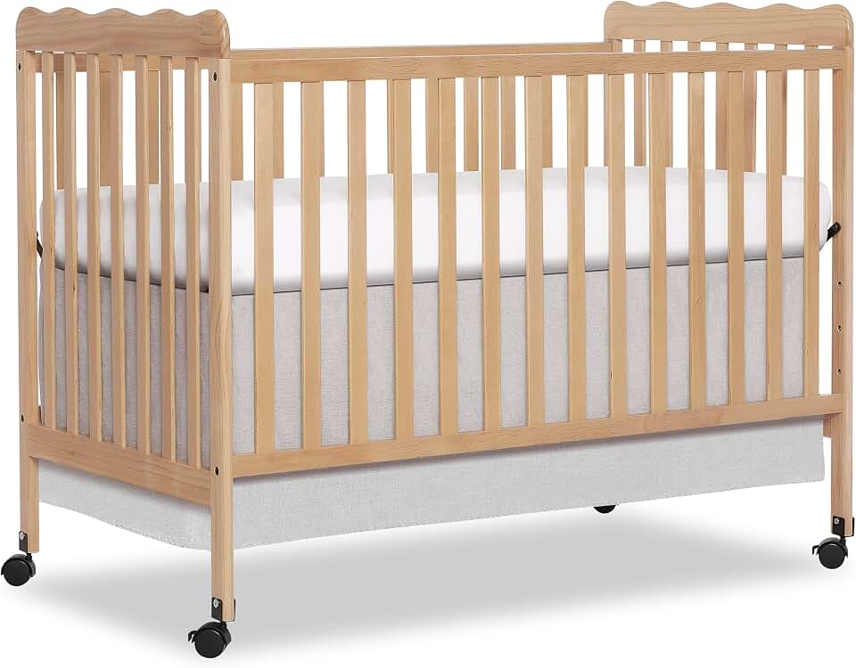 Dream On Me Full Size Carson 3-in-1 Convertible Baby Crib, Locking Wheels | Portable &amp; Converts to Toddler Bed &amp; Daybed, 3 Adjustable Height, Wooden Crib, GREENGUARD Gold &amp; BSA Verified, Barnwood