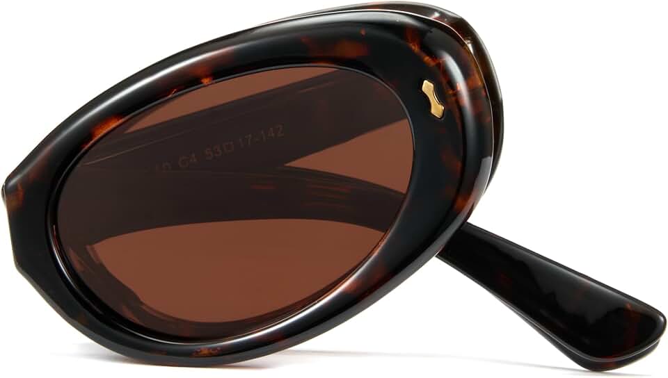 Cyxus Foldable Polarized Oval Sunglasses for Women, Brown Tortoise ClimatePartner certified