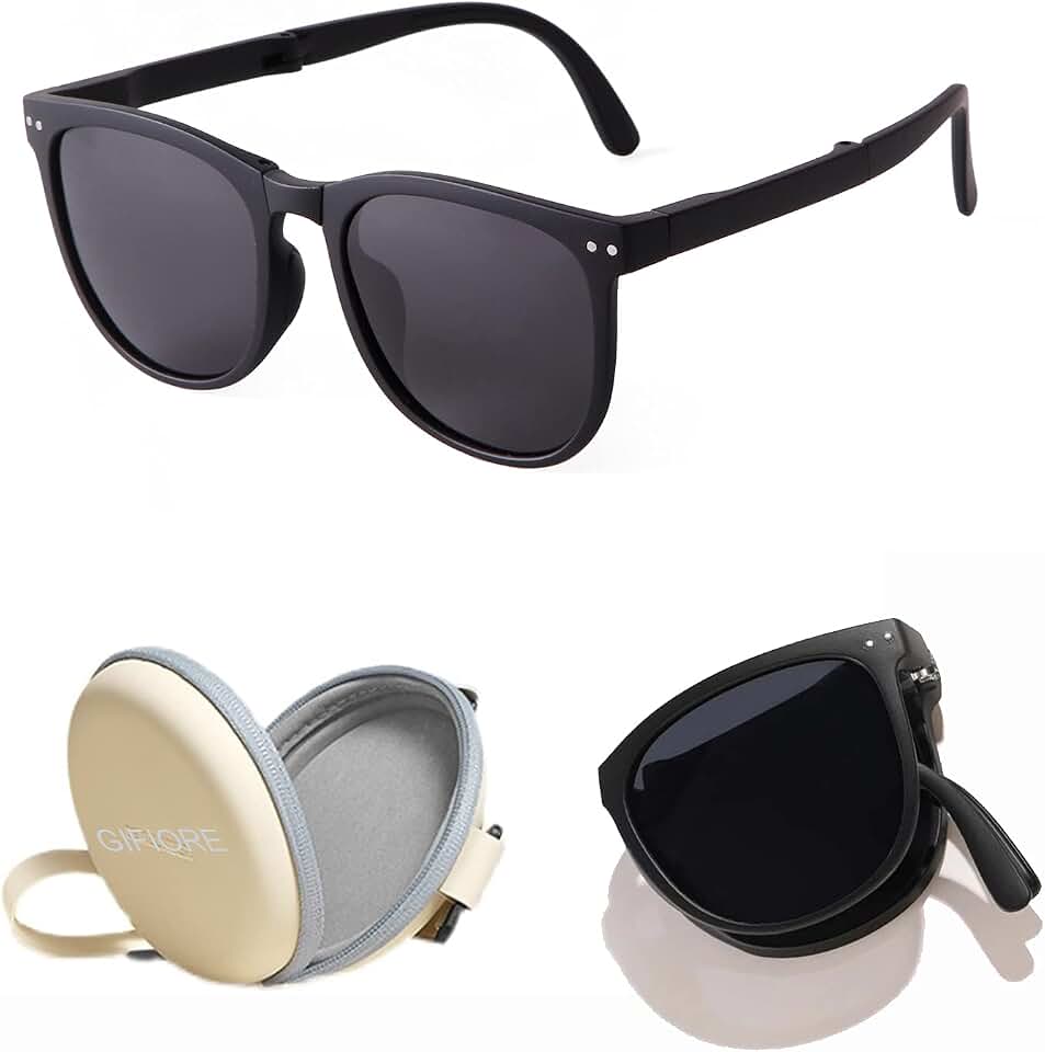 GIFIORE Folding Polarized Sunglasses for Women Men Foldable Driving Anti-glare Sun Glasses with Case,Ultralight 19g