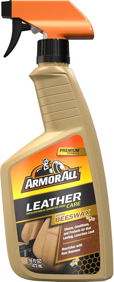 Armor All Car Leather Cleaner Spray with Beeswax, 16 Fl Oz | Cleans, Conditions, Protects, Beeswax Leather Care Spray for Autos, Trucks, Motorcycles, Furniture, Shoes