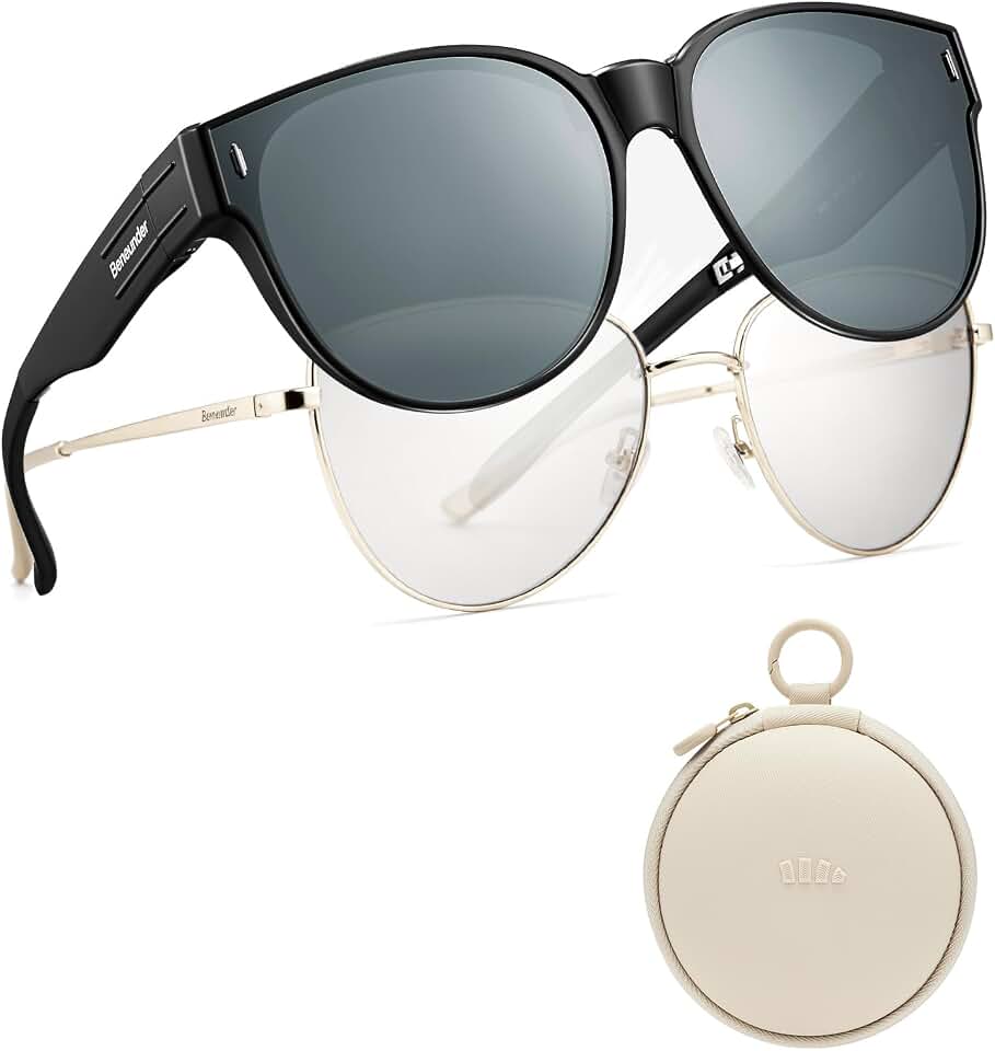 BENEUNDER Polarized Fit Over Sunglasses for Womens &amp; Men, Lightweight Folding Sunglasses for Nearsightedness