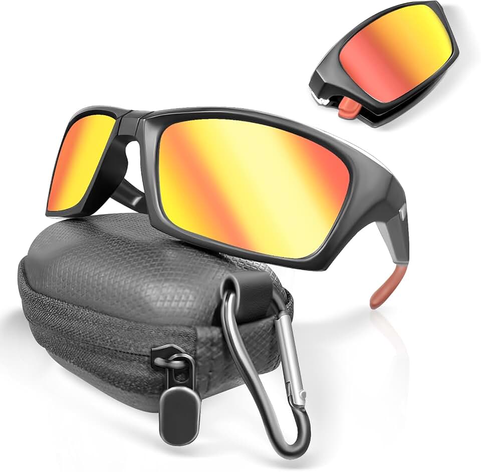 Polarized Sports Folding Sunglasses for Men Women, Foldable Cycling Sunglasses with Case,Ultralight, UV Protection