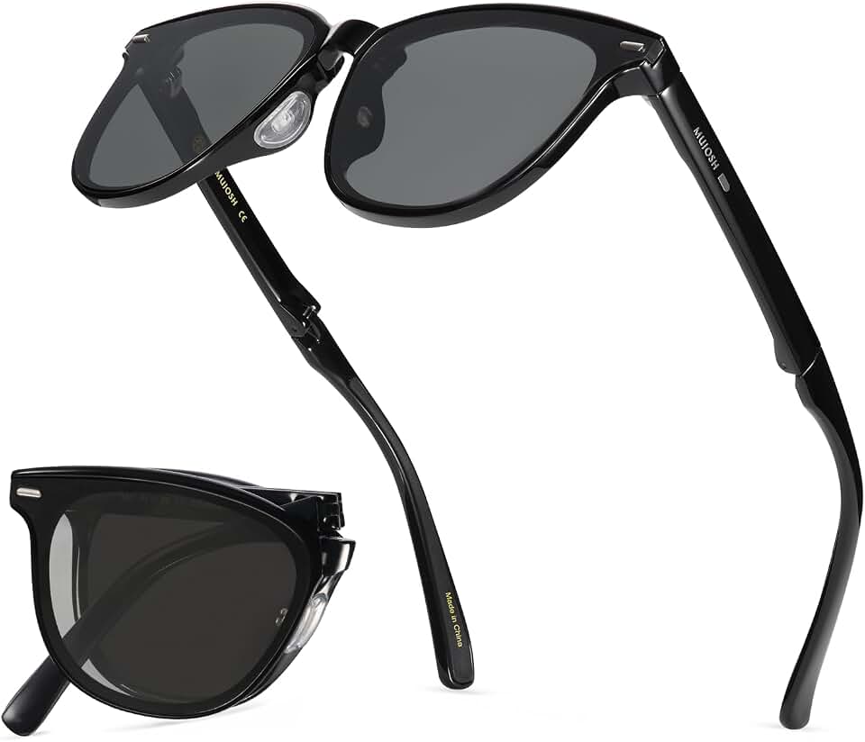 Square Folding Sunglasses for Women Men UV400 Protection Anti-Glare