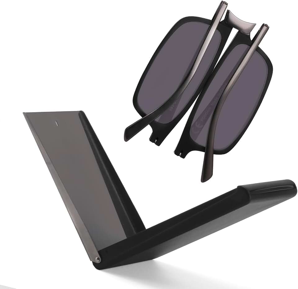 SKYOAK SKYOAK Unbreakable Evolved Folding Reading Sunglasses Women Men 1.5 BLACK | Foldable Portable Compact Lens Sun Readers, Anti Blue Light/UV /Eyestrain, Upgraded Metal Case, Pocket Computer Glasses Global Recycled Standard