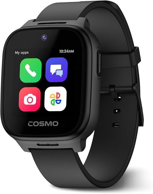 JrTrack 5 Kids Smart Watch by Cosmo | Best Kid-Safe Phone Watch | Precision Real-Time GPS Tracking | Call, Text, Activity, School Settings | Spotify Music | Parental Controls | SOS &amp; Safety Alerts