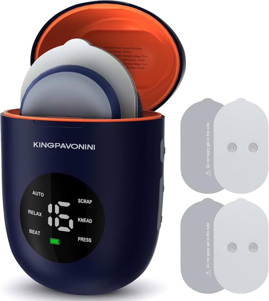KingPavonini Wireless TENS Unit Muscle Stimulator, Pain Relief, Model U8PRO | Dual Channel Wireless TENS Machine, Pocket Size, 6 Modes 16 Intensities, Sciatica Back Relief, Travel Use, Gift for Men Women