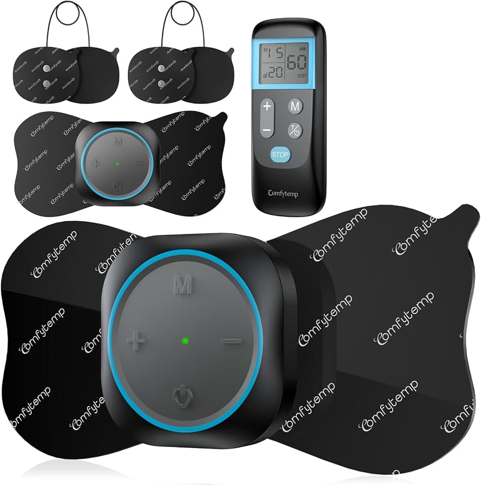 Comfytemp Wireless TENS Unit Muscle Stimulator for Pain Relief with Remote | FSA Eligible Rechargeable TENS Machine 2 Sets, 30 Modes for Back/Neck/Shoulder, HSA Portable Gift for Women Men, Carry Case