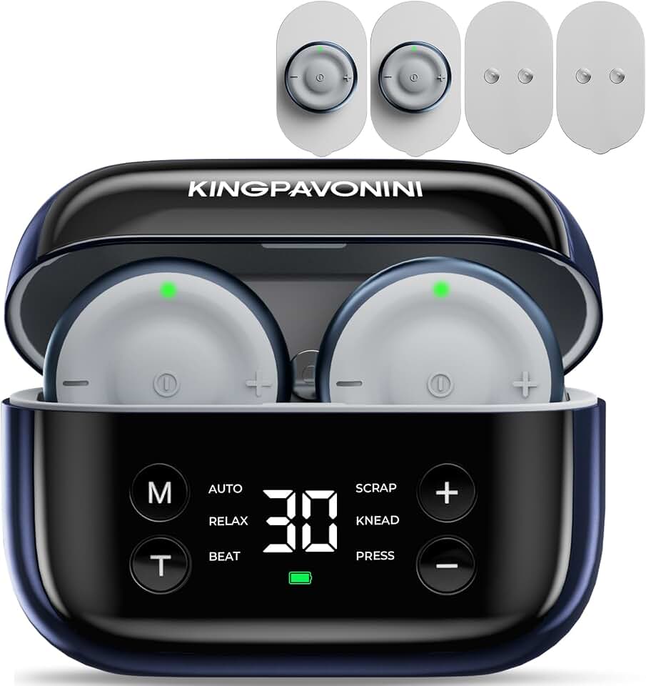KingPavonini Wireless TENS Unit Muscle Stimulator, Pocket-Sized, Model U13 | Wireless TENS Machine, Dual Channel 30 Intensities, 10-60 Min Timer, Sciatica Relief, Travel Office Use, Gift for Men Women