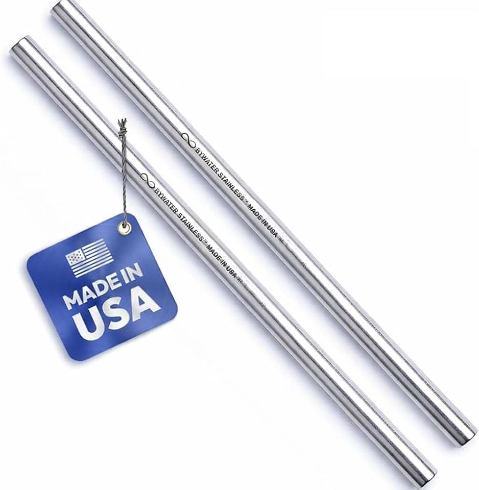 Made in USA 8.5" Stainless Steel Straw Set of 2 – FOR OPEN STRAW LIDS ONLY. Not compatible with flip style lids where straw inserts below lid. Not compatible with Owala Freesip.