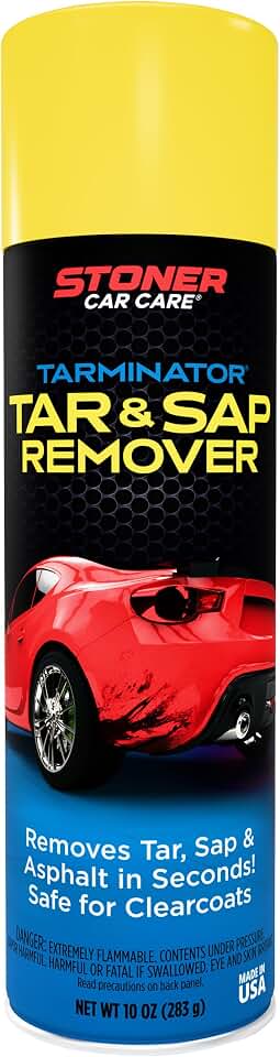 Stoner Car Care 91154 Tarminator Tar, Sap, and Asphalt Remover – Fast Acting Tar and Sap Remover for Cars – Clear Coat Safe Auto Cleaner for Paint, Chrome and Wheels – 10 oz.