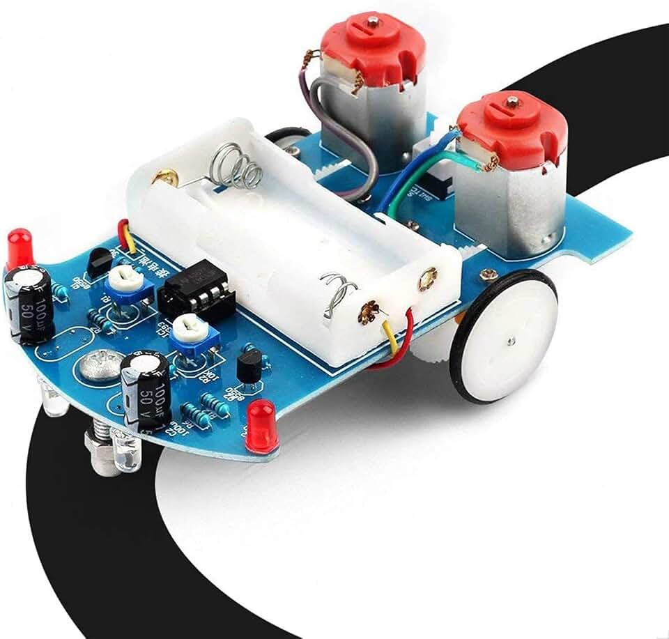 MiOYOOW Line Following Robot Car Kit, Beginners Smart Car Soldering Practice Kit STEM Educational Electronics Soldering Projects for School and Home Learning