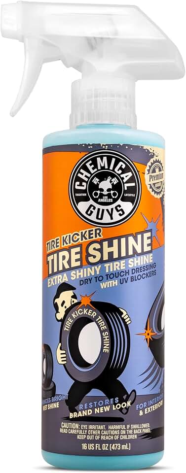 Chemical Guys, Tire Kicker Extra Glossy Tire Shine for Rubber &amp; Trim, 16 oz | Sprayable dressing restores a deep wet look on tires, trim and bumpers, dries to the touch with no greasy sling