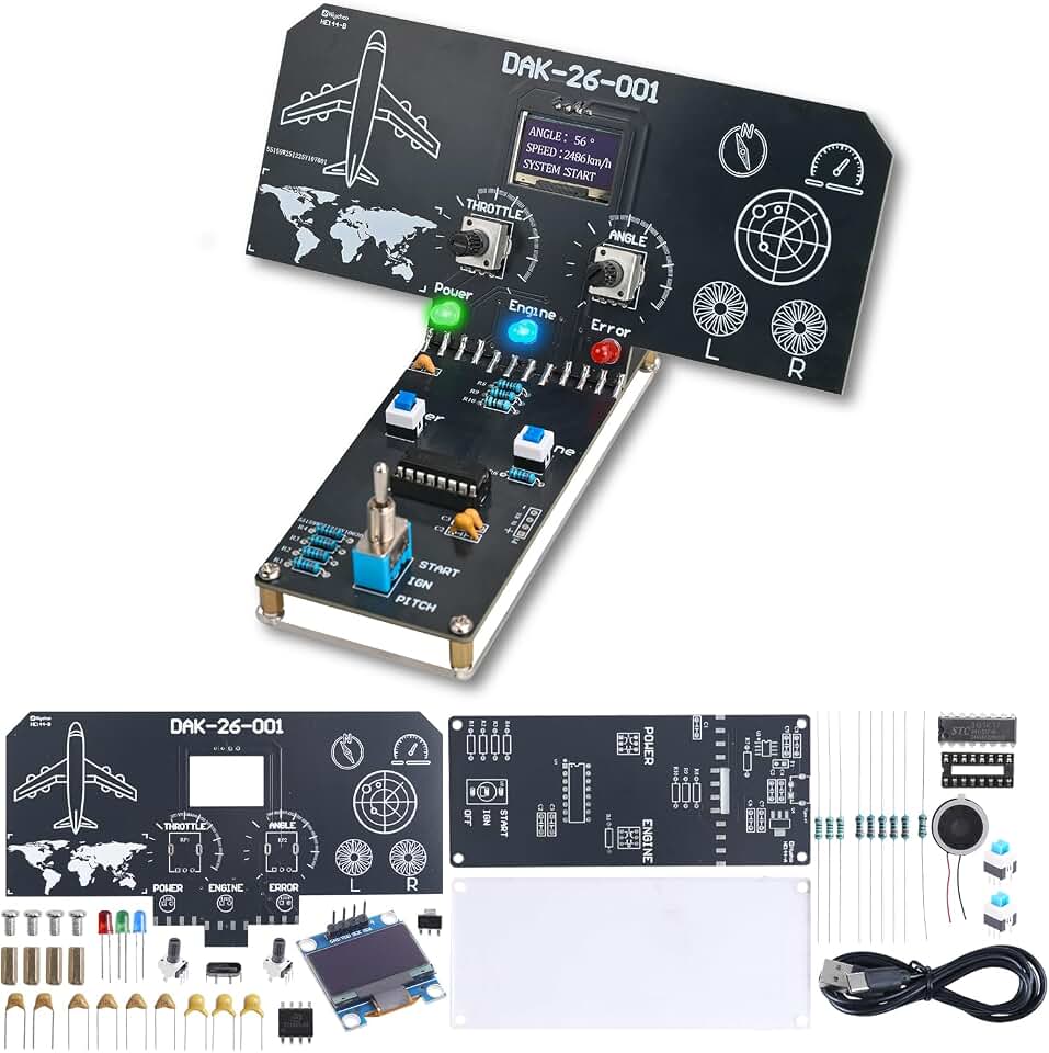 PEMENOL Flight Simulator Soldering Project Kit | Interactive Group Project with LCD Display, Sound Effects &amp; LED Indicators, Aviation Control System Kit for School Teens Gift