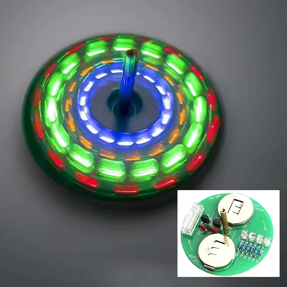 ISolderStore Soldering Project Soldering Practice Kit LED Rotating Desk Gyroscope DIY Kit Electronics Kit for Beginner