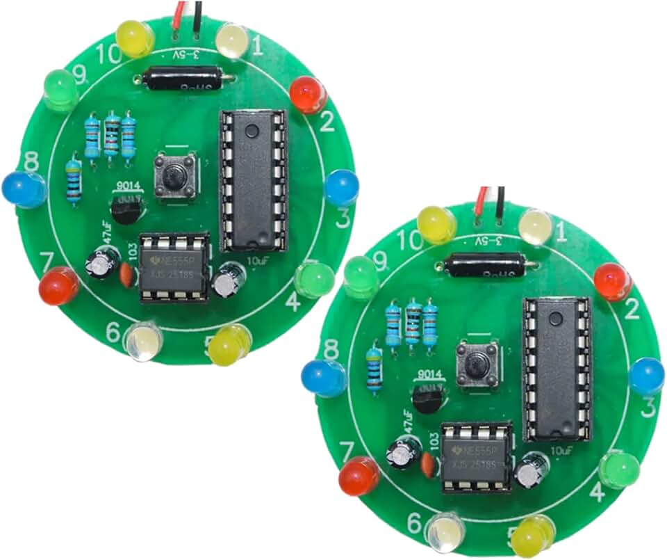 2PCS Soldering Practice Kit CD4017 NE555 DIY Lucky Wheel LED Light Circuit Board Solder Project for Electronics Beginners to Learn and Training