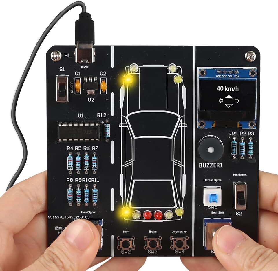 MIOYOOW Car Driving Simulation Soldering Practice Kit for School Learning | Car LED lights &amp; Horn Simulation, STEM Electronics Project, Soldering Learning Kit for Students and Beginners