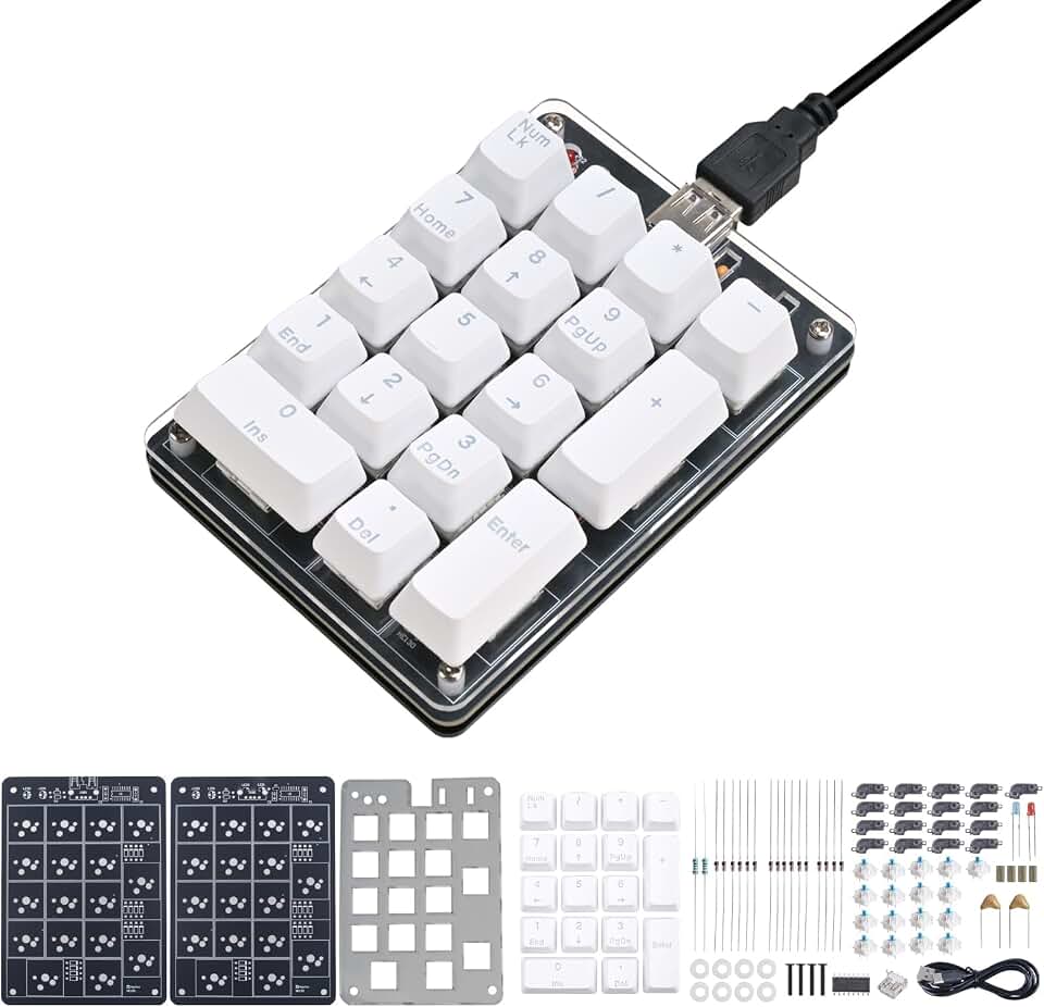 IS Icstation Numeric Keypad Soldering Practice Kit, 17-Key DIY Number Pad Soldering Project Kit, Hot-Swappable Blue Switches, Plug &amp; Play for Windows, Ideal for College STEM Education &amp; DIY Hobbyists