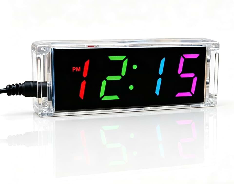 ISolderStore Soldering Practice Kits 4 Digital DIY Clock Kits Color Electronic Clock Kit Solder Practice Kit for Soldering Practice