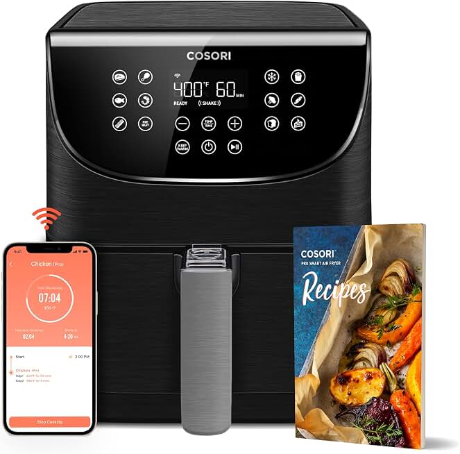COSORI Air Fryer 5.8QT Pro Gen Smart 11-in-1 Toaster Oven , 100 Recipes Cookbook, 200+ Online Recipes , APP and Touch Screen Control, Works with Alexa &amp; Google Assistant, Dishwasher-Safe Square Basket