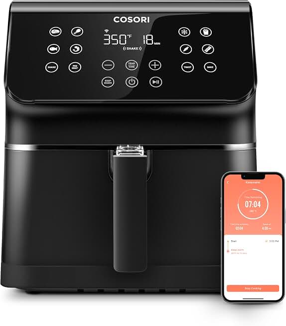 COSORI Air Fryer Pro Smart 5.8QT that Roast, Bake, 3-Way Control, 12-IN-1 Customizable Functions, Online Recipes, Detachable Basket, Works with Alexa &amp; Google Assistant