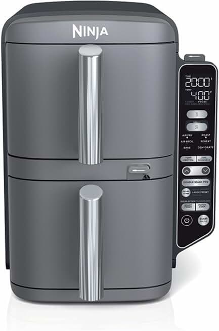 Ninja DoubleStack XL Smart Air Fryer, 10 Qt, 6-in-1, Grey, SL451 | Air fry, broil, roast, bake, reheat, dehydrate, Smart Cook thermometer, Cooks 4 foods at once