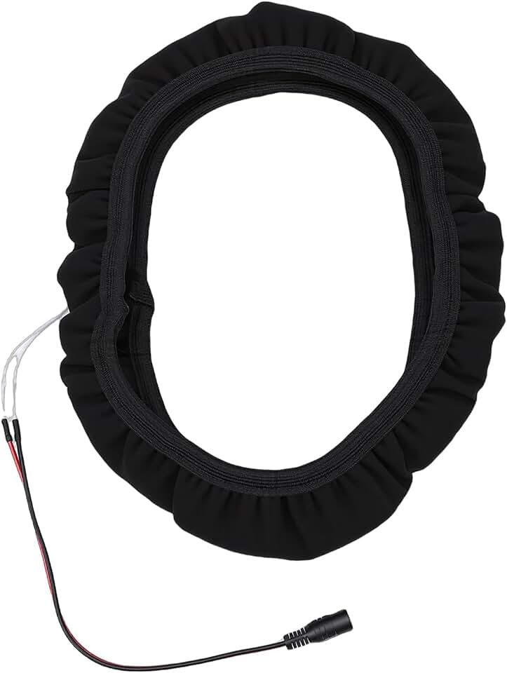 Brrnoo Heated Steering Wheel Cover, Fast Heating Non Slip Electric Steering Wheel Warmer, with Reverse Suede Material, for Universal Fit Cars SUVs and Trucks