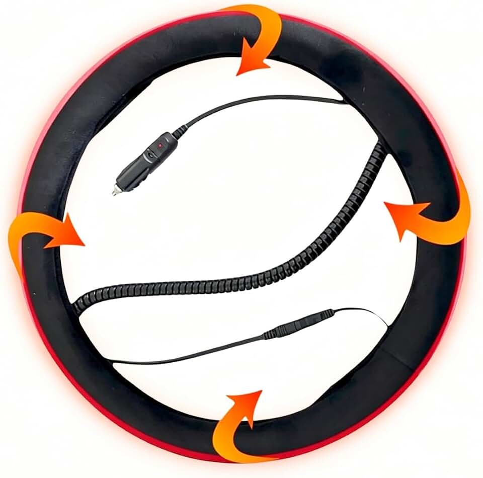 Car Heated Steering Wheel Protector Cover | Car Heated Steering Wheel Cover 12V, Universal Fit Cars for 14.5-15 Inch Anti-Slip Wheel Protector, Black, 1 Pack