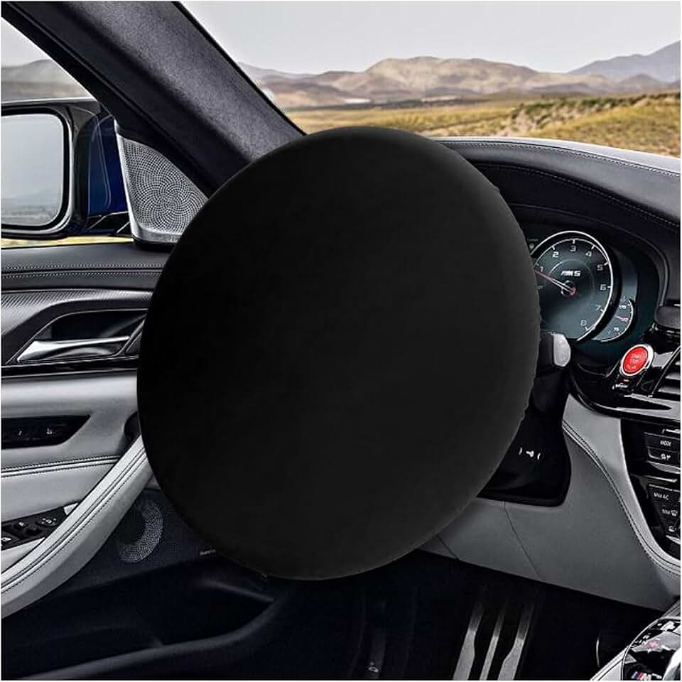 JOYCOURT Car Steering Wheel Cover Sun Shade, Anti-Heat Car Wheel Protector | Universal 18 Inch Auto Steering Wheel Sun Block Cover, Steering Wheel Shield Accessories for Most Car Truck SUV, Black