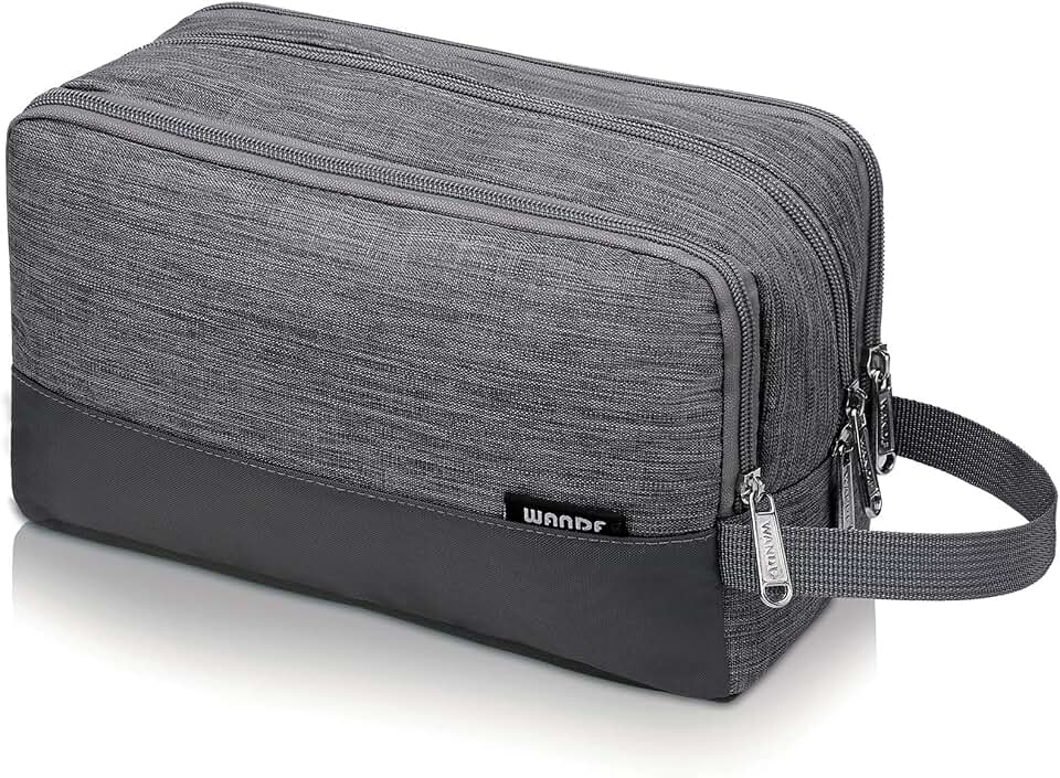 WANDF Travel Toiletry Bag for Men, Small Dopp Kit for Toiletries | Water-Resistant Fabric, Travel Bag for Toiletries, Compact Storage, Shaving Accessories, Weekend Trips