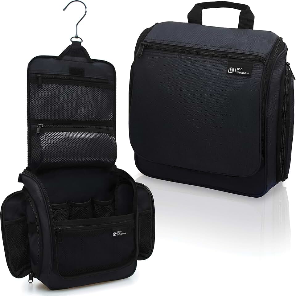 D&amp;D Wanderlust D&amp;D Hanging Travel Toiletry Bag for Men and Women – Cosmetics, Makeup and Toiletries Organizer Kit with 10 Compartments