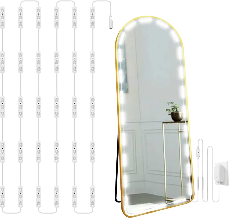 LPHUMEX Hollywood Glam Led Vanity Lights Kit, 14ft Dimmable Mirror Lights, Full Body &amp; Bathroom Lighting, Plug in Floor Light with Power Supply (Mirror not Inlcuded)