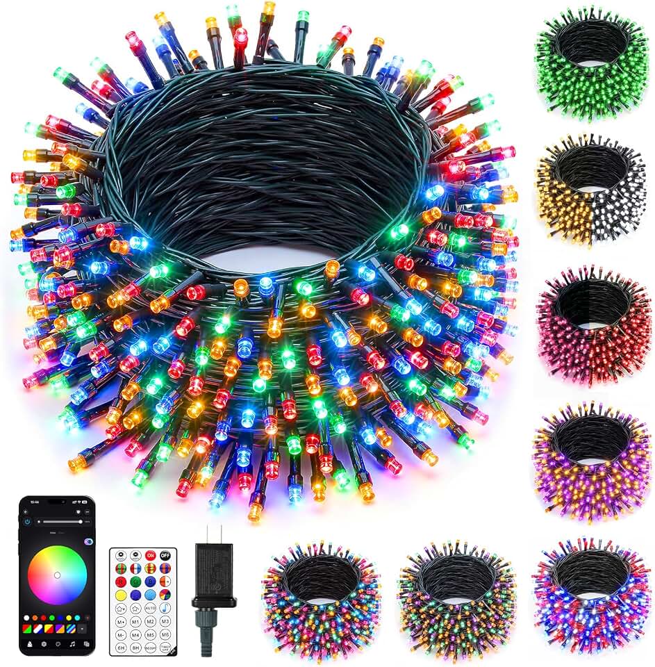 Minetom 82ft 250LED Smart Color Changing Christmas Halloween Tree Lights | LED RGB Outdoor String Twinkle Lights, 16 Milion Adjustable Colors Smart Fairy Lights with App &amp; Timer for Xmas Tree Party ClimatePartner certified