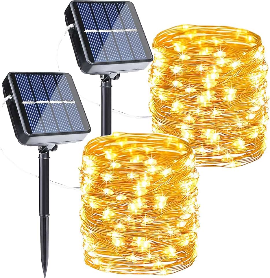 Joomer Solar Fairy Lights, 2-Pack Total 80FT 240LED Lights, Warm White | Copper Wire, Solar String Light Waterproof 8 Lighting Modes for Patio Fence Party Garden Yard Home Outdoor Decoration Global Recycled Standard