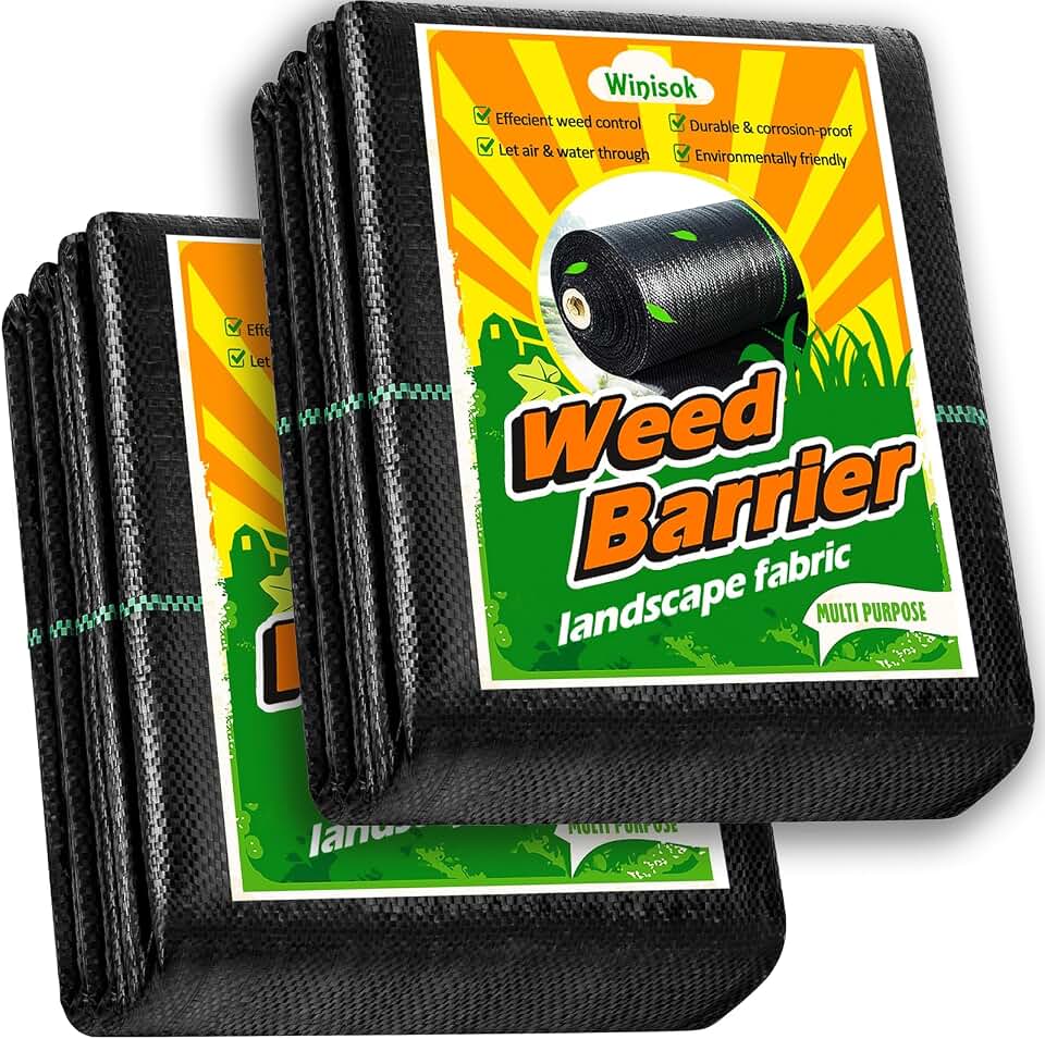 Winisok 4FT x 100FT Weed Barrier Landscape Fabric, 3.2oz Weed Control Geotextile Garden Cloth, Heavy Duty Breathable Mulch Ground Cover Black Mat for Backyard Landscaping Farming (2 Pack 4FT x 50FT)