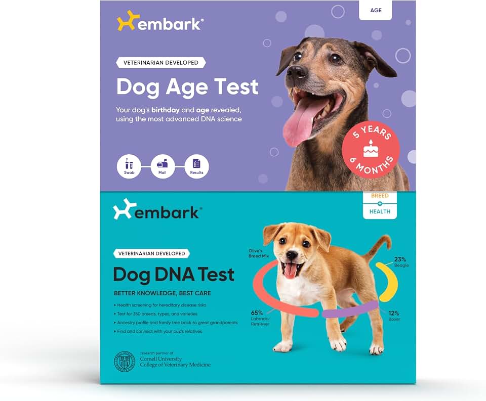 Embark Breed + Health Dog DNA Test &amp; Dog Age Test Bundle - Discover Breed, Ancestry, Relatives, Genetic Health, Traits, and Birthday